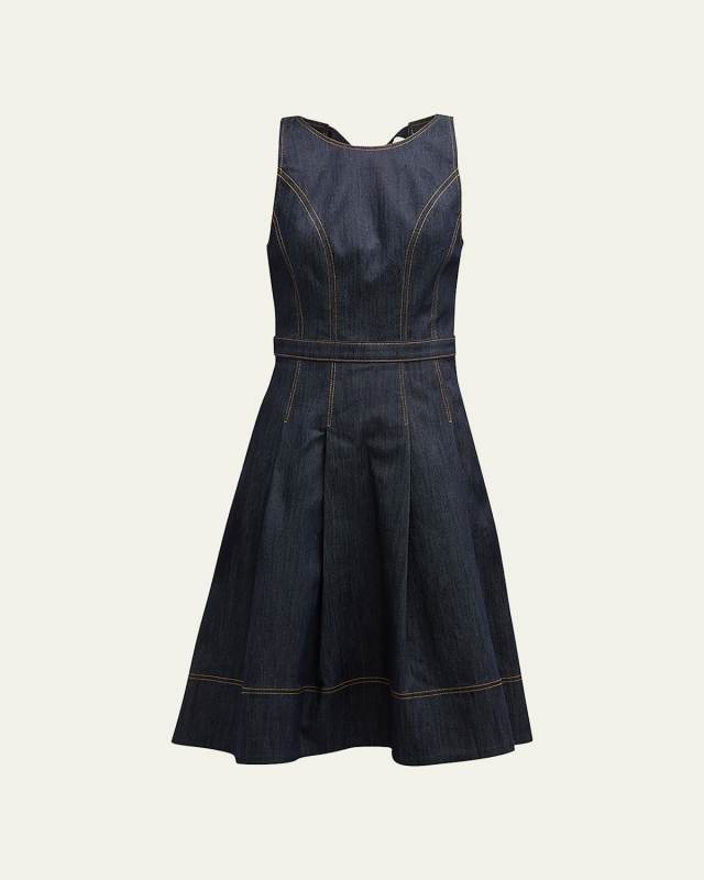 Gisselle Sleeveless Pleated Denim Midi Dress