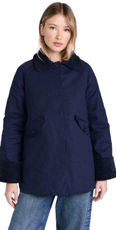 ALIGNE Betty Reversible Wax Coat Navy