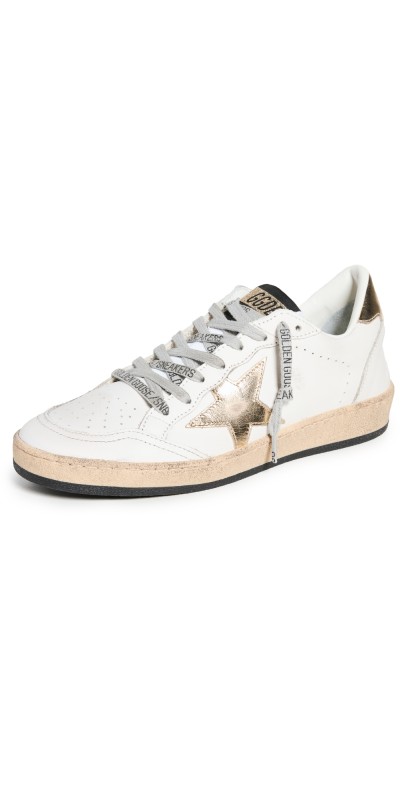 Golden Goose Ballstar Leather Upper Laminated Star Sneakers Milk/Gold