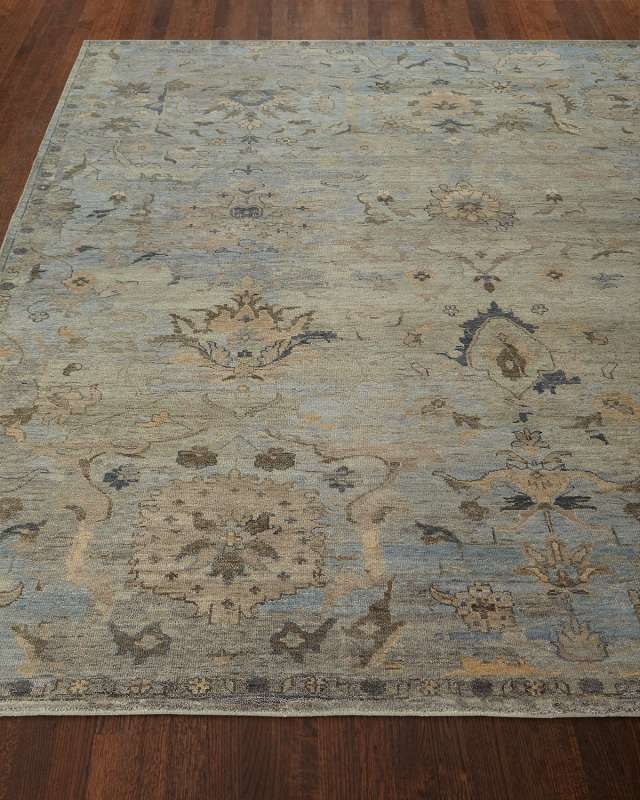 Cyan Sky Hand-Knotted Rug, 3' x 10'