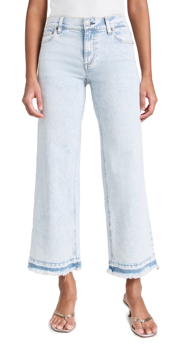 alice + olivia Lorrine Kick Flare Ankle Jeans Bleached Lightning Blue