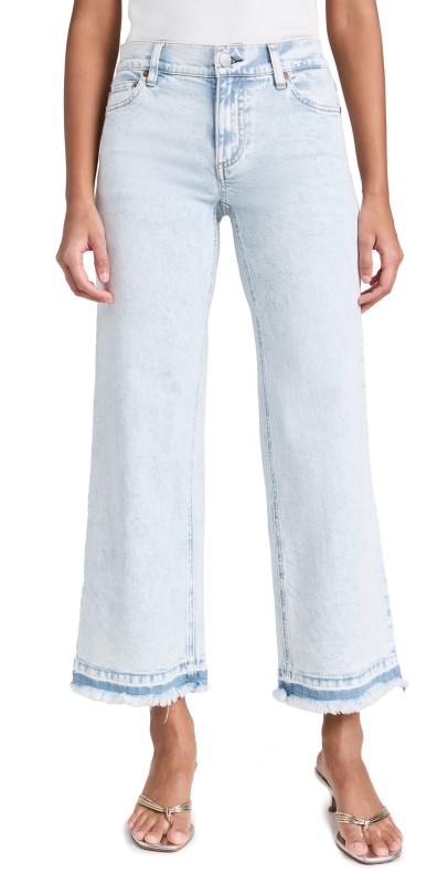 alice + olivia Lorrine Kick Flare Ankle Jeans Bleached Lightning Blue