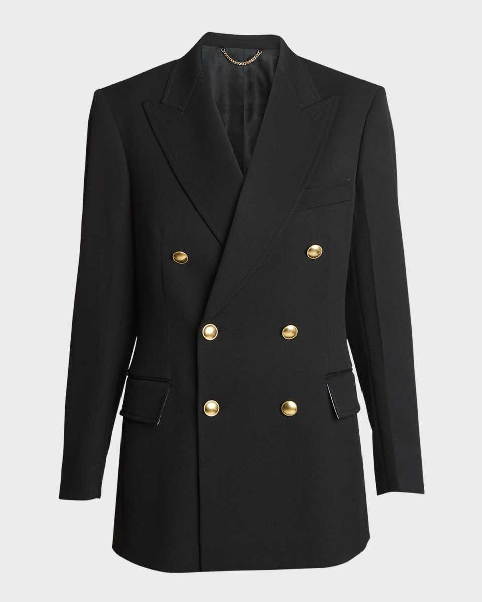 Golden-Button Double-Breasted Jacket