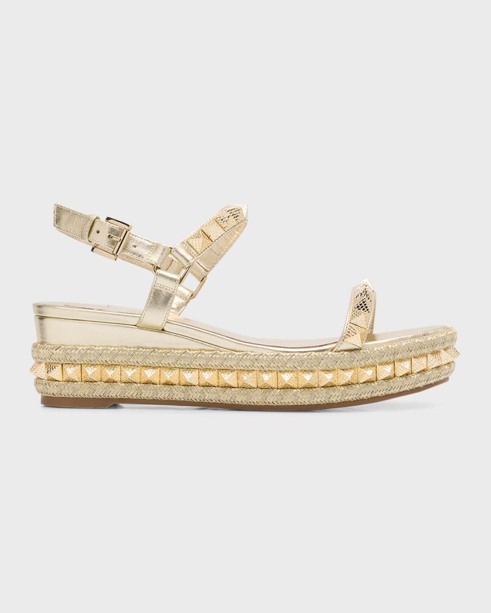 Pyraclou Metallic Spike Red Sole Wedge Sandals