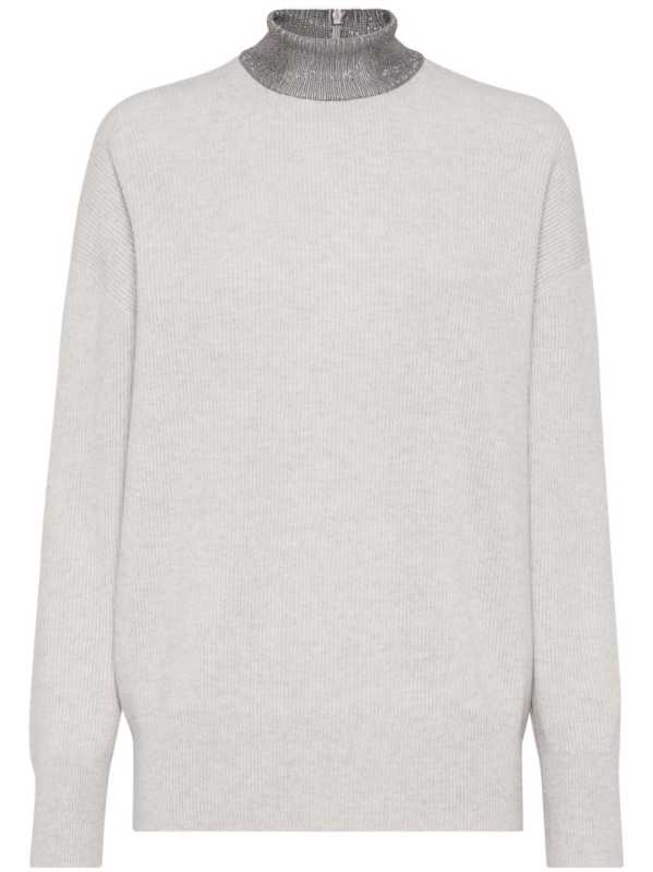 Monili-chain cashmere jumper