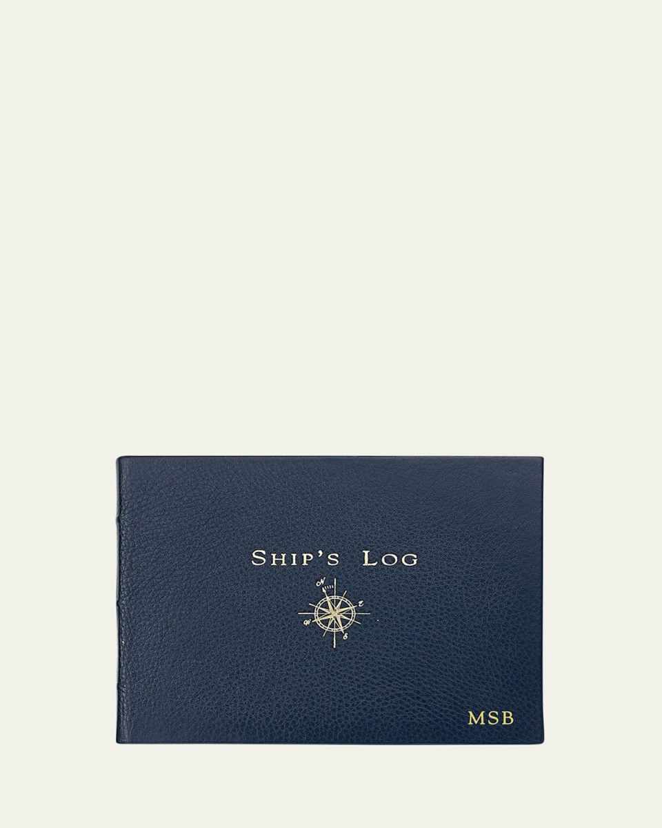 Ship's Log Leather Bound Book, Personalized