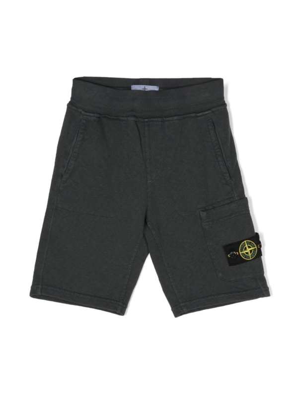Compass-badge cotton shorts