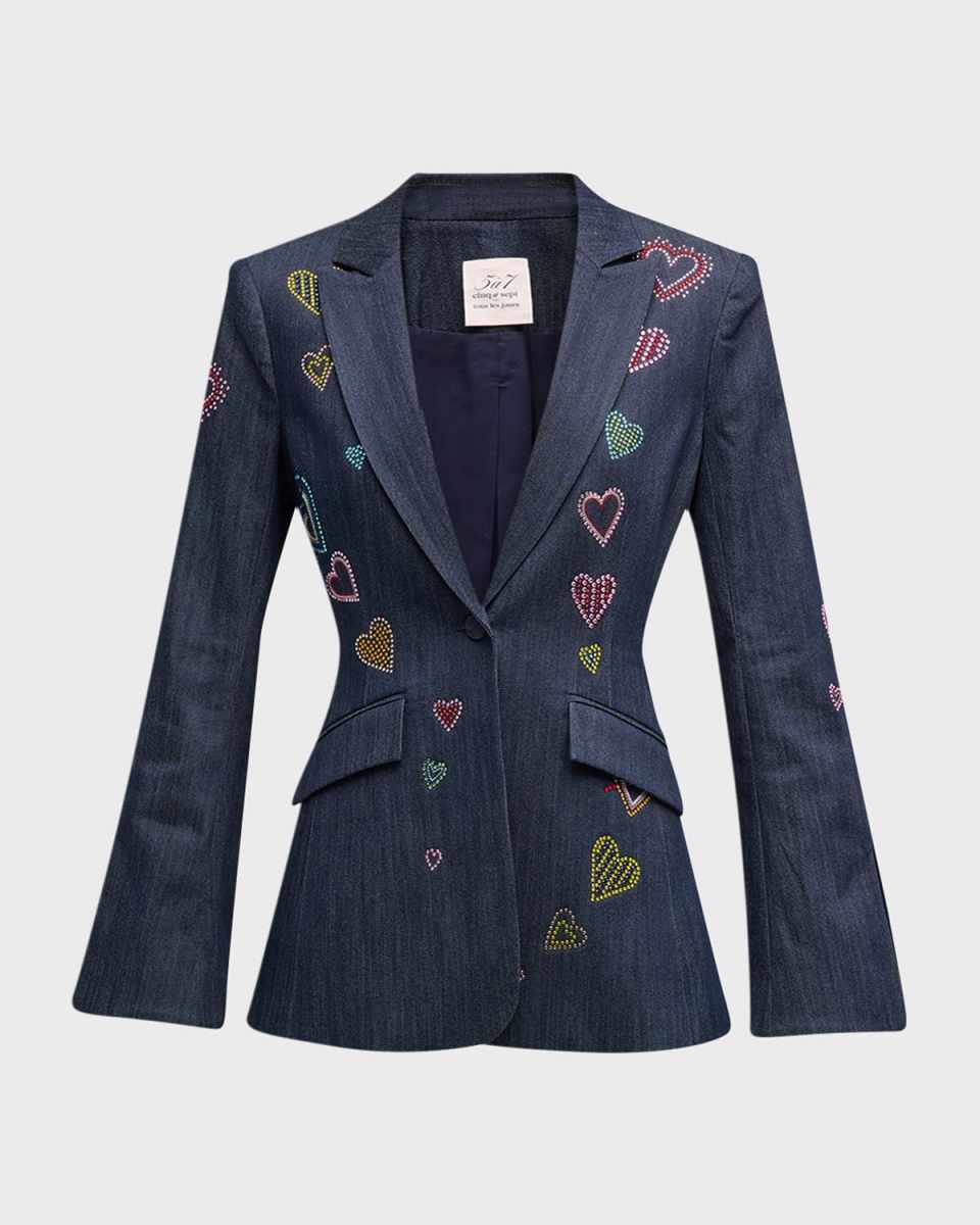 Cheyenne Heart Denim Embroidered Blazer