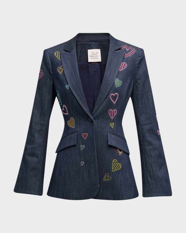 Cheyenne Heart Denim Embroidered Blazer