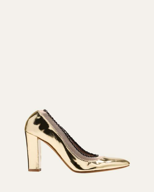 Elise Metallic Ruffle Pumps