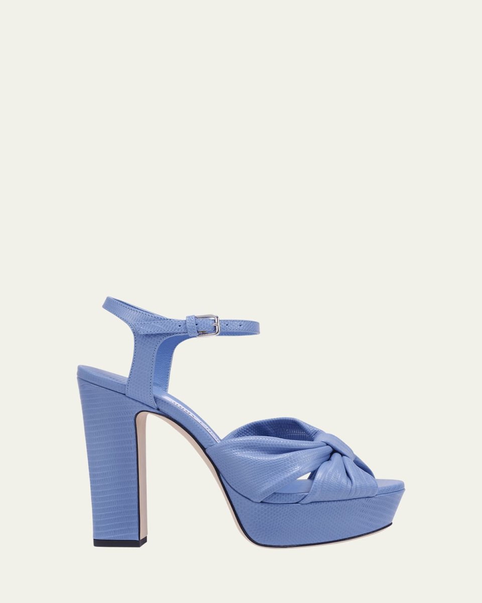 Heloise Embossed Ankle-Strap Platform Sandals