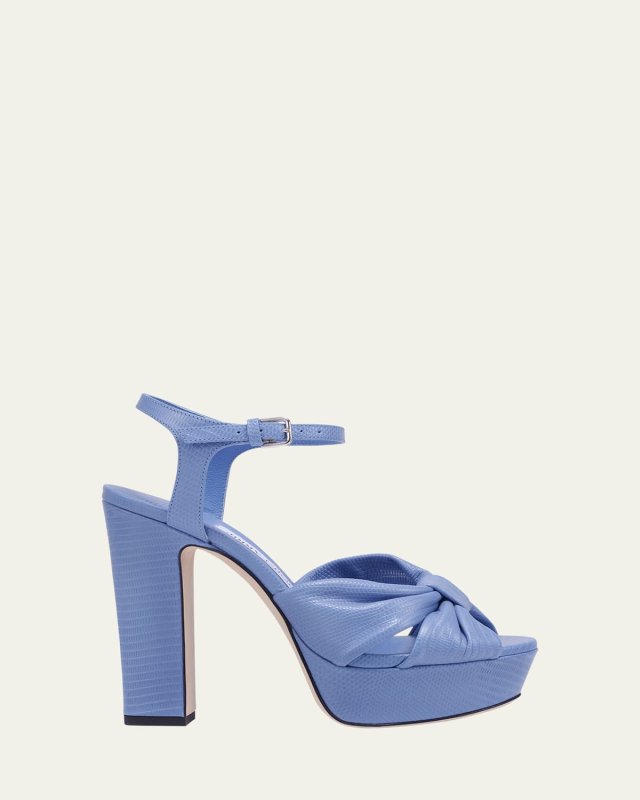 Heloise Embossed Ankle-Strap Platform Sandals