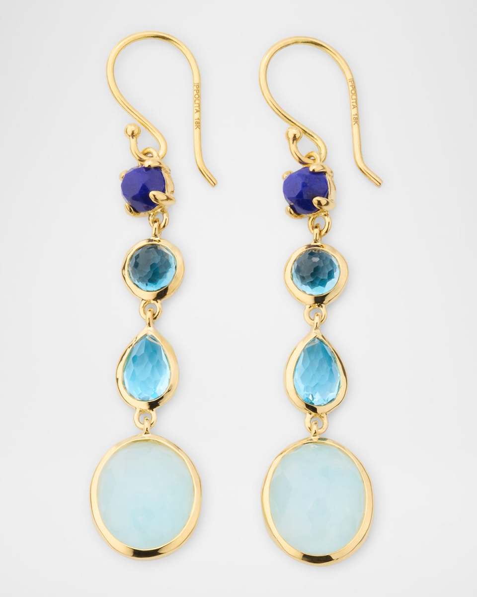 Rock Candy 18K Gold 4-Stone Linear Drop Earrings