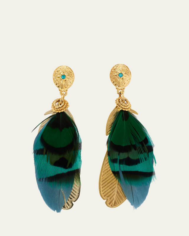 Sao Feather Drop Earrings