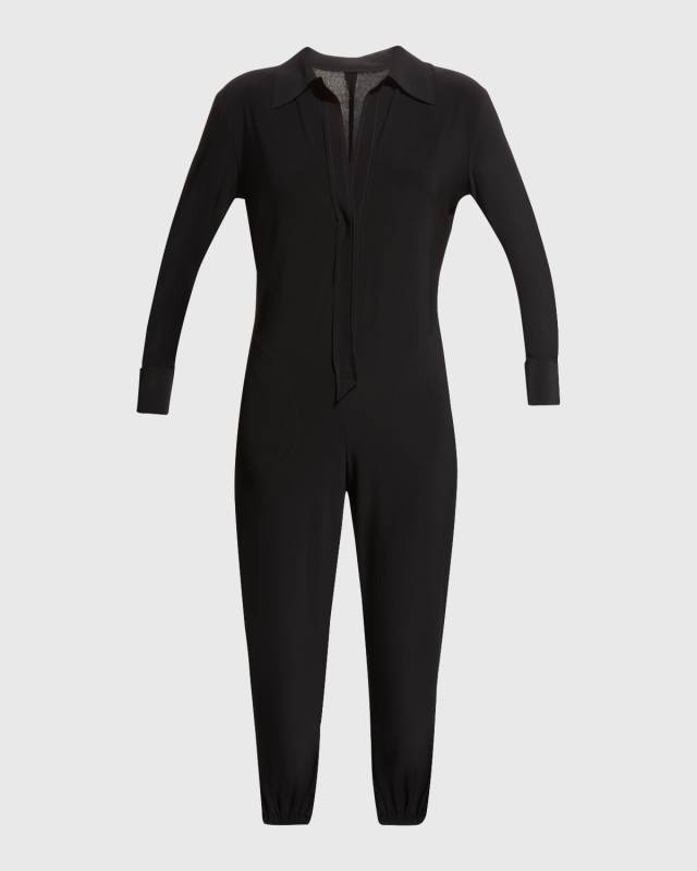 Spread-Collar Jog Jumpsuit