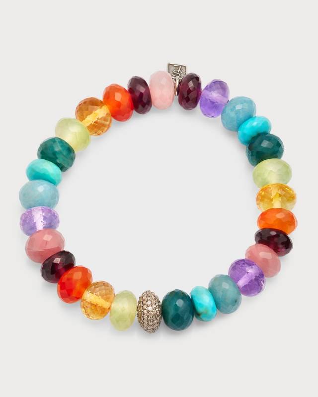 10mm Multi-Stone Mix Bracelet with Pave Donut