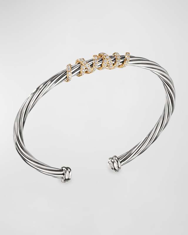 4mm Helena Cuff Bracelet with Diamond Wrap