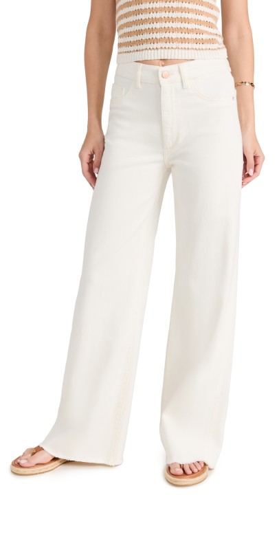 DL1961 Hepburn Wide Leg High Rise Jeans Eggshell