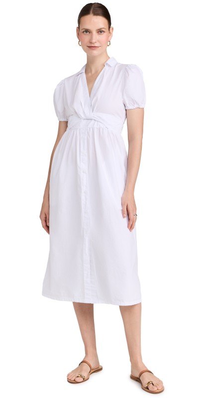 Stateside Fine Poplin Twist Front Dress White