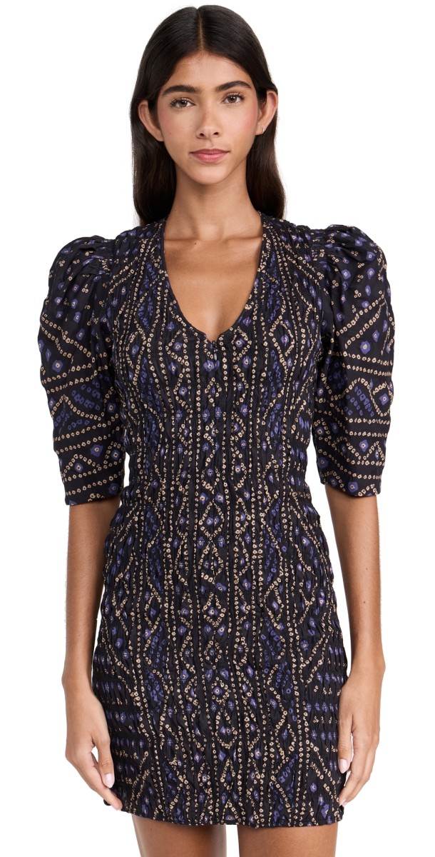Sea Delphine Pucker Cotton Smocked Dress Blue