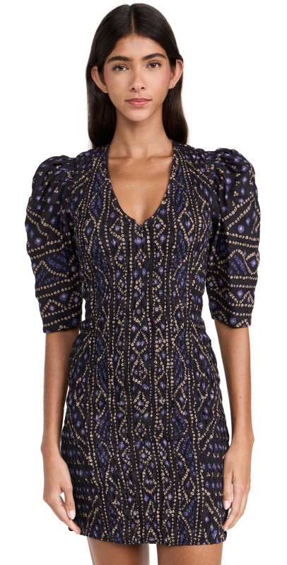 Sea Delphine Pucker Cotton Smocked Dress Blue