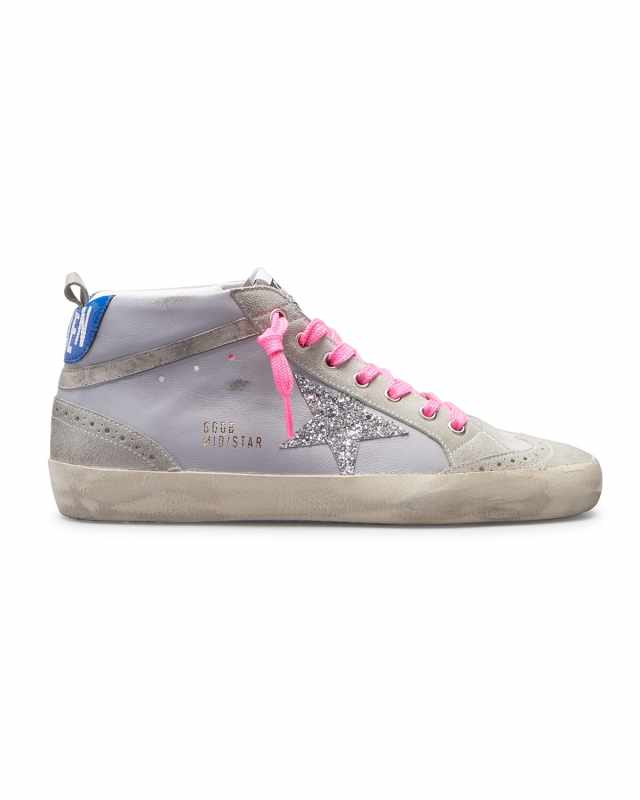 Mid Star Mixed Leather Glitter Sneakers