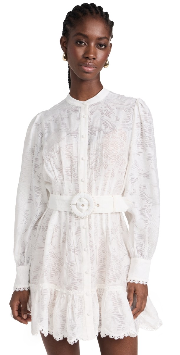 Hemant and Nandita Short Dress with Belt White