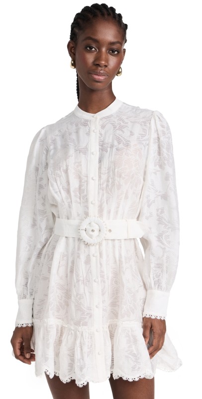 Hemant and Nandita Short Dress with Belt White