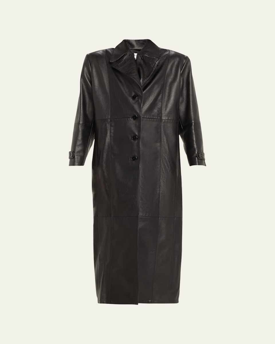 Pinched Leather Coat