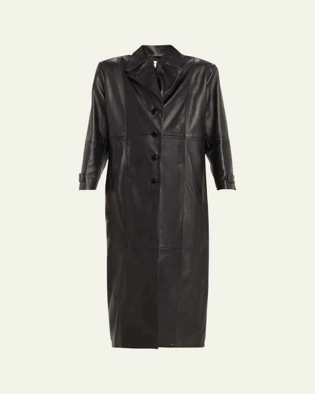 Pinched Leather Coat
