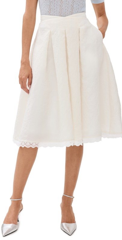 SHUSHU/TONG Low Waist A-Shape Skirt White