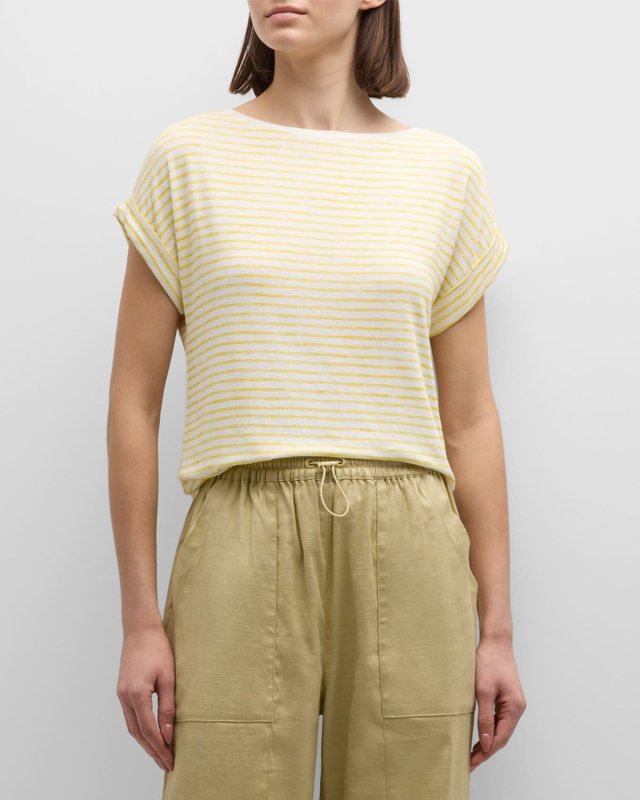 Striped Stretch Linen Tee