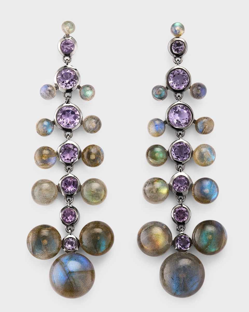 Dew Drop Earrings in Labradorite and Rose of France