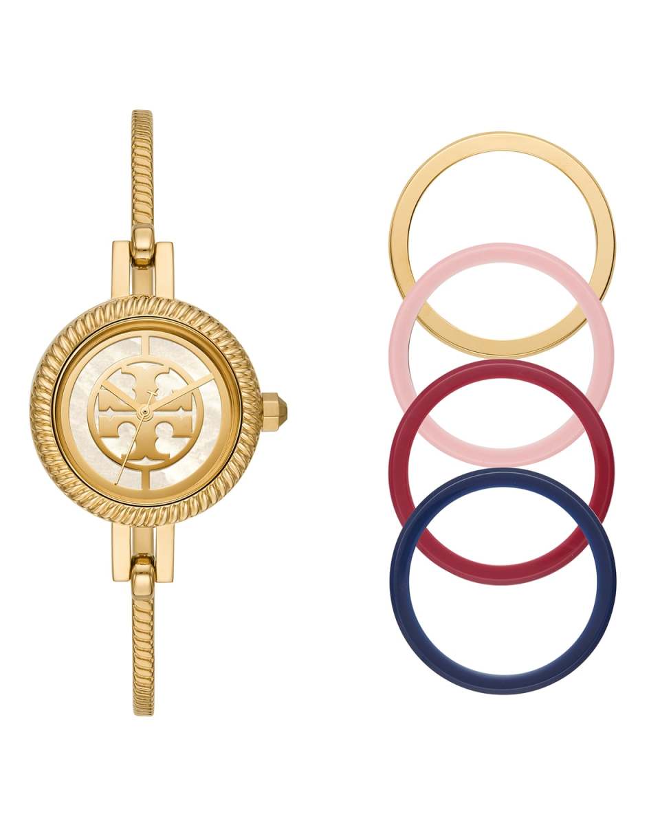 27mm Reva Bangle Watch Gift Set w/ Top Rings, Gold