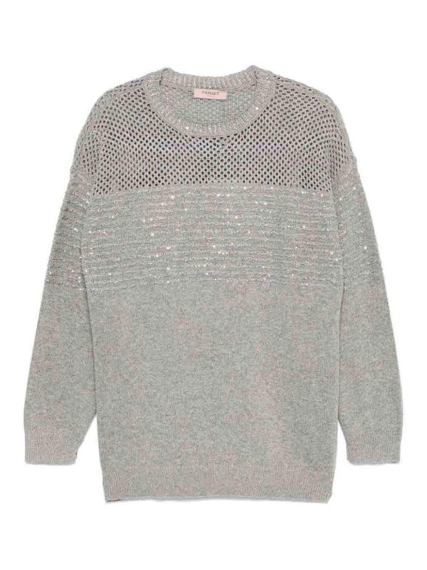 Twinset Pull Col Rond - Gris