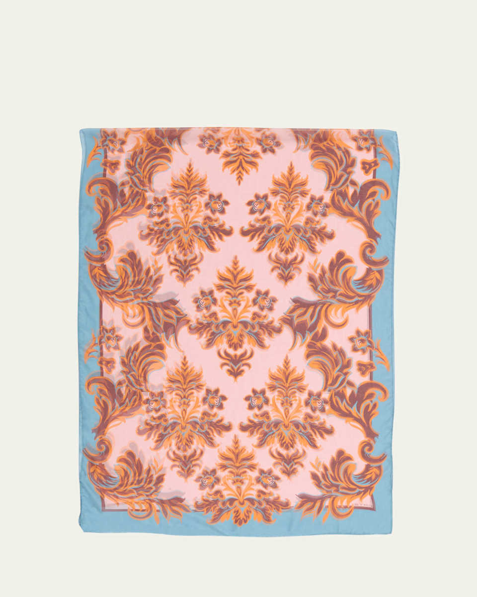 Sheer Patterned Silk Scarf