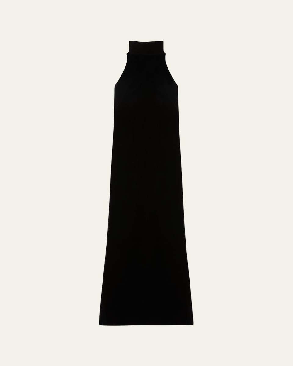 Armida Long Velvet Halter Backless Dress