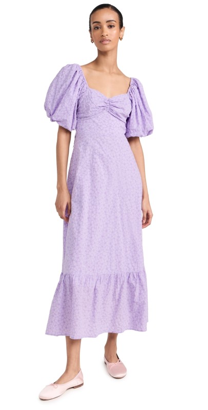 English Factory Floral Print Back Bow Tie Maxi Dress Lilac
