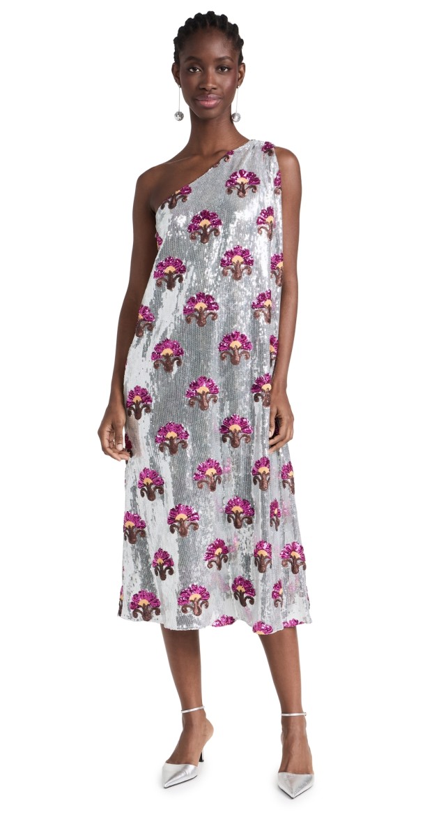 La DoubleJ Roy Midi Dress Textured Sequins