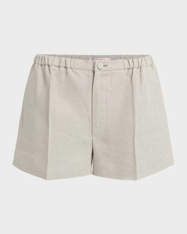 Linen Shorts with Button Detail
