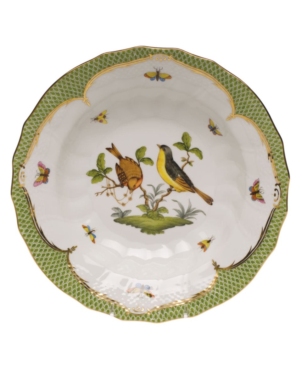 Rothschild Bird Green Motif 07 Rim Soup Bowl