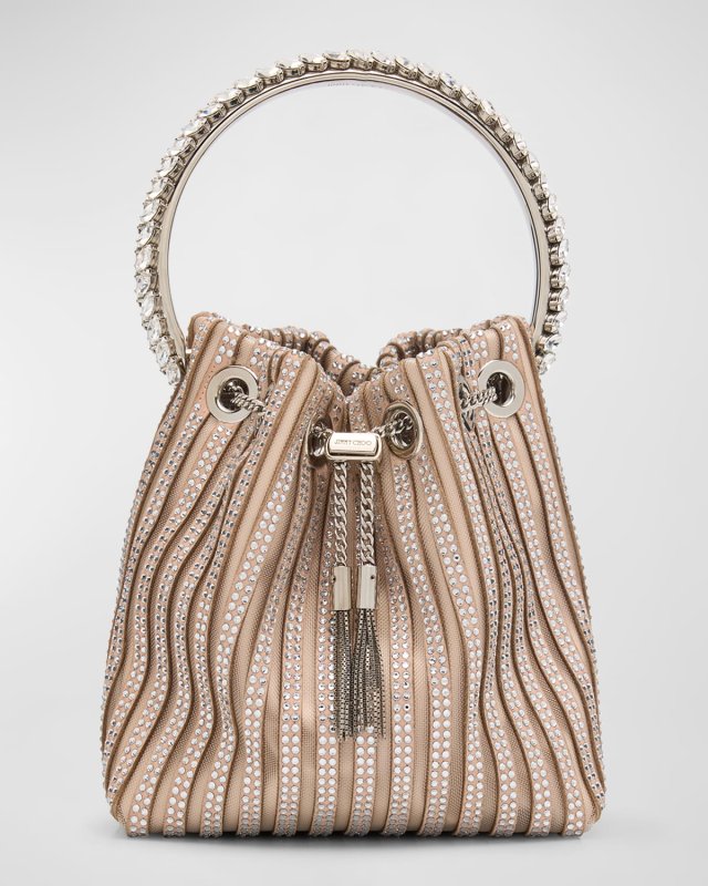 Bon Bon Striped Embellished Bucket Bag