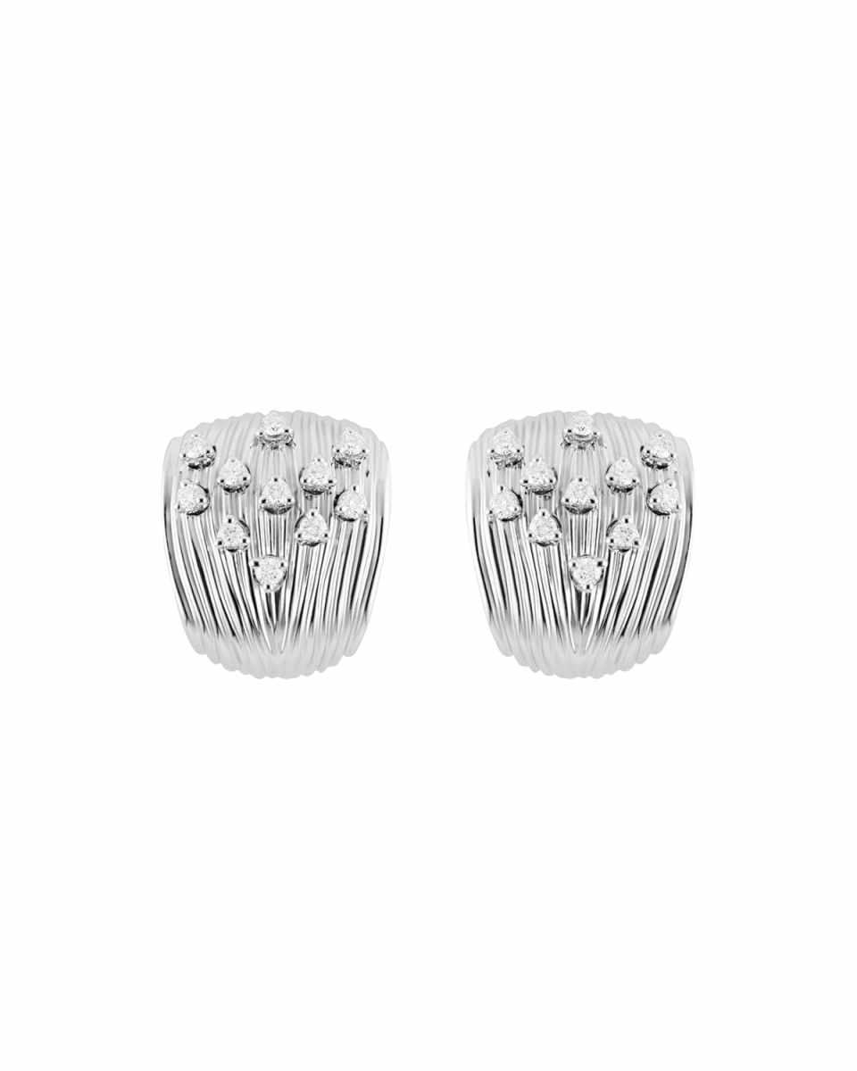 Bahia 18k White Gold Scattered Diamond Earrings