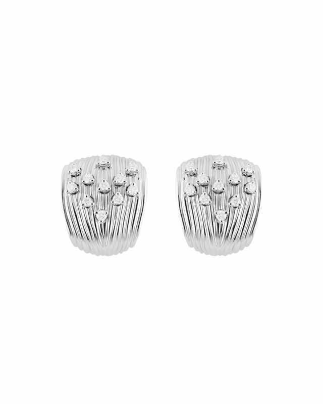 Bahia 18k White Gold Scattered Diamond Earrings