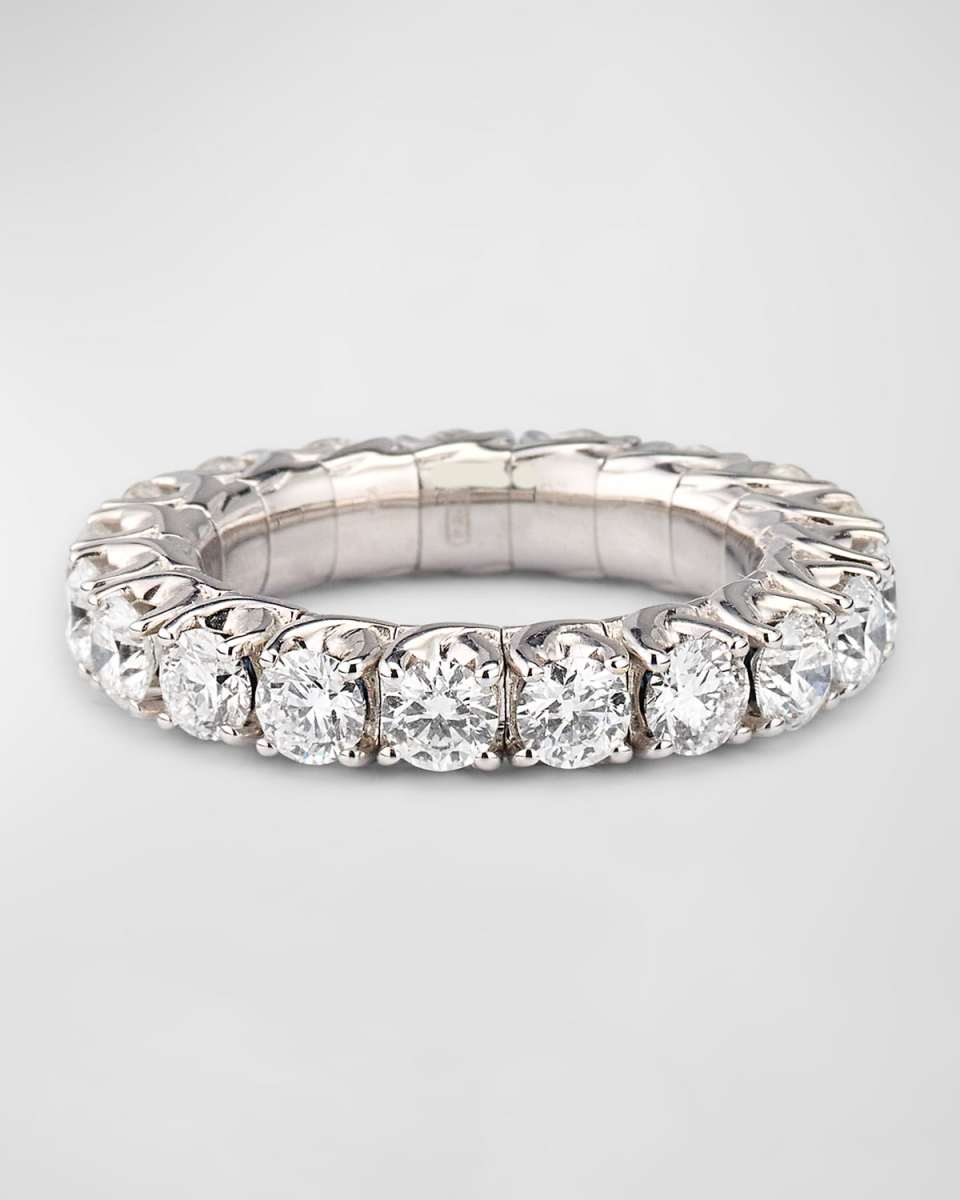 18K White Gold Xpandable Diamond Ring, Size 6.25 - 9