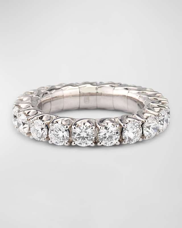 18K White Gold Xpandable Diamond Ring, Size 6.25 - 9