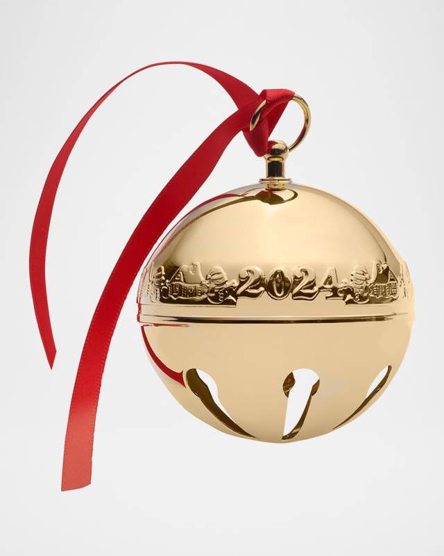2024 Gold-Plate Sleigh Bell Christmas Ornament, 35th Anniversary Edition