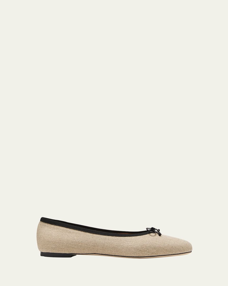 x Tabitha Simmons Misty Linen Bow Ballerina Flats