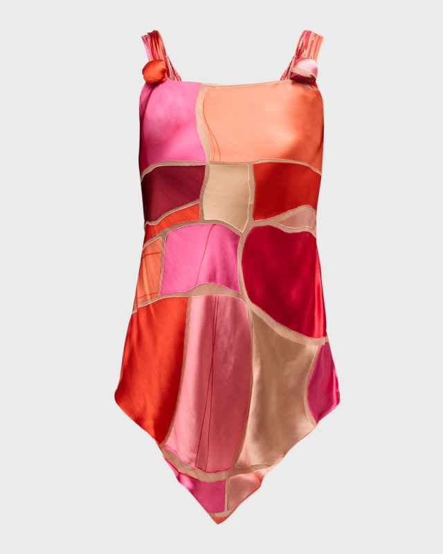 Shalia Scoop-Neck Burnout Patchwork Top