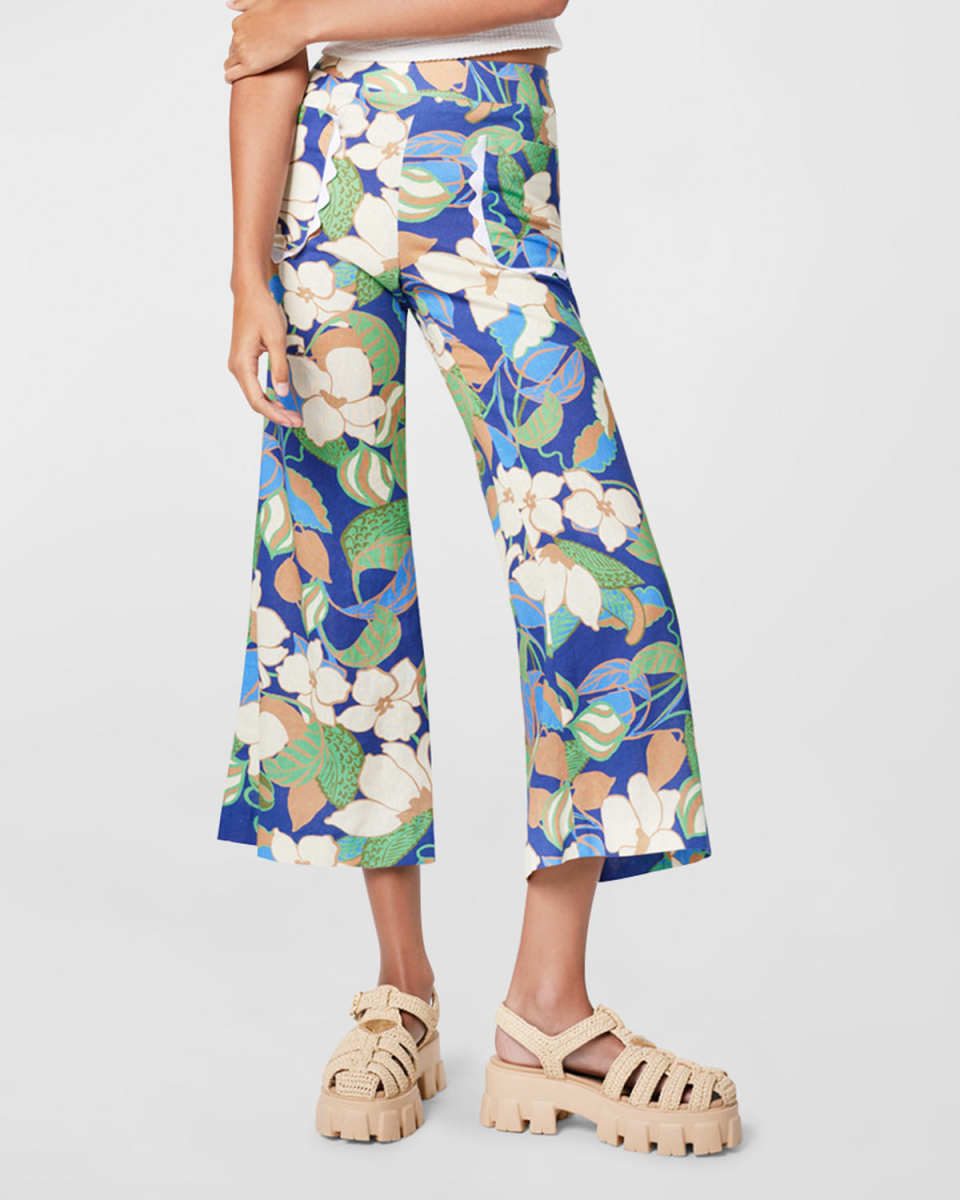 Cropped Wide-Leg Patch Pocket Pants